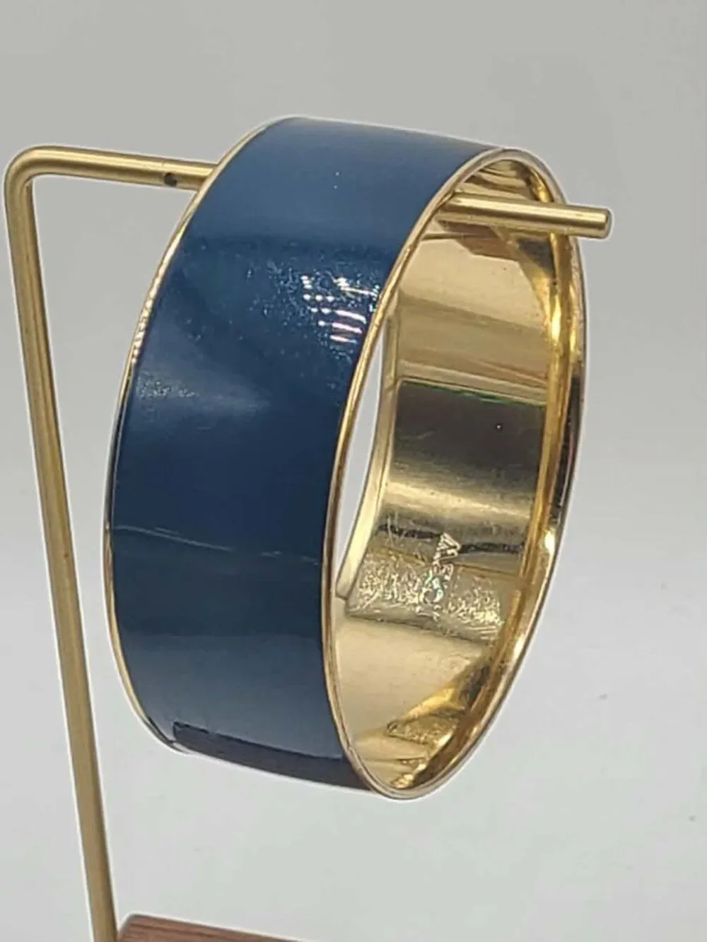 J Crew Blue Enamel Gold Tone Bangle Bracelet